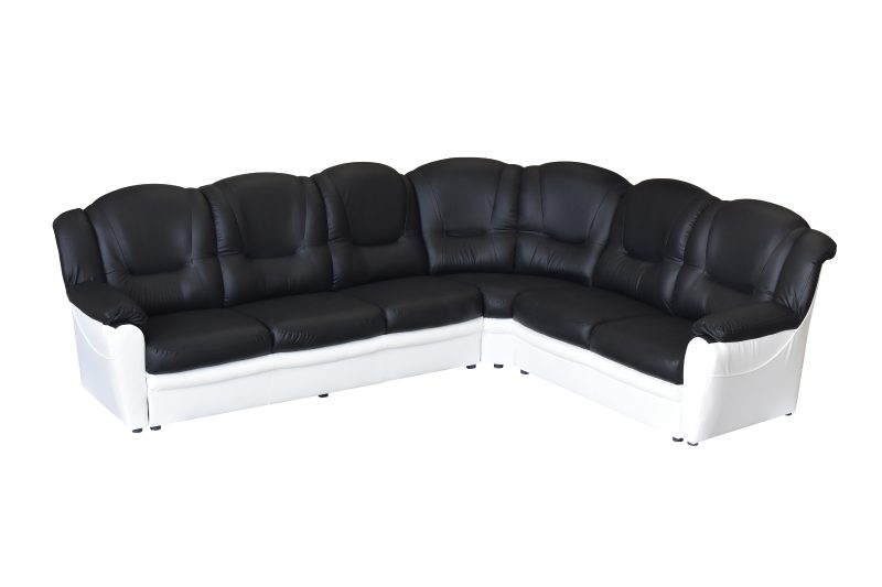 Texas Faux Leather Corner Sofa 3C2 Black&White